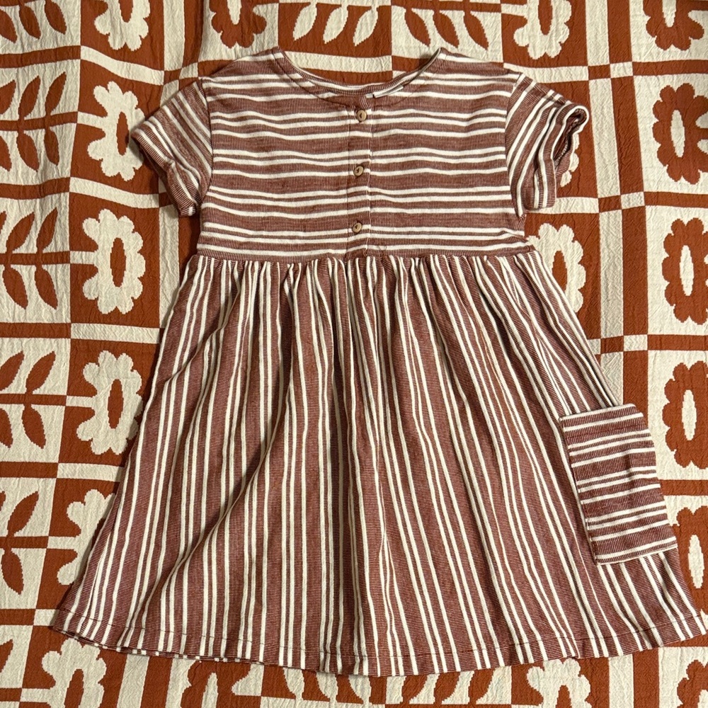 Zara Kids - Striped Brown and White Dress